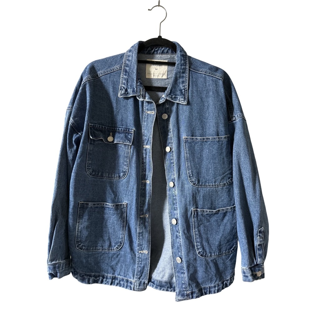 Project Rebel Denim Obsessed Medium Wash Oversized Chore Jacket Womens Medium
